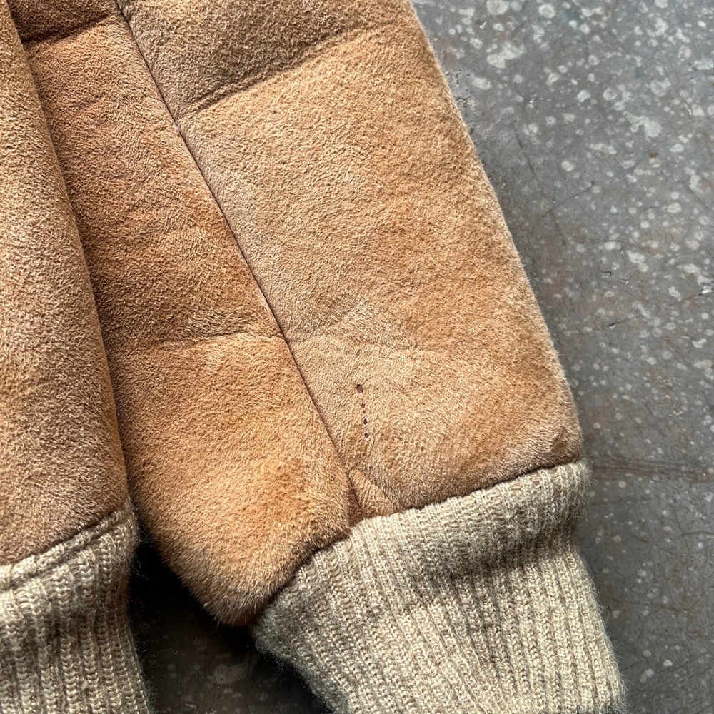 VTG 80s Raleghs Sheepskin Shearling Wool Lined Suede Leather Bomber Jacket 38 - Picture 8 of 14